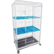 21579 - VIVEIRO FAUNA PET LUXO G BRANCO/AZUL