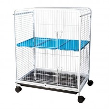 21591 - VIVEIRO FAUNA PET  LUXO M BRANCO/AZUL